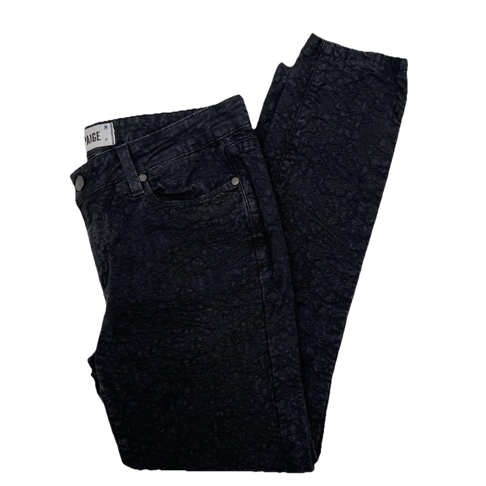 Paige Black jeans patterned texture Verdugo Ultra Skinny 30x26 Low‎ Rise Ankle